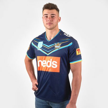Dynasty Sport Maillot de Rugby manches courtes NRL, Gold Coast Titans 2019, domicile