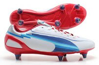 Puma Evospeed 1 SG - Chaussures de Foot Blanc/Limoges/Rouge 