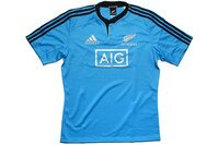 All Blacks Nouvelle Zélande 2013 - Maillot d'Entraînement de Rugby des Joueurs MC Bleu